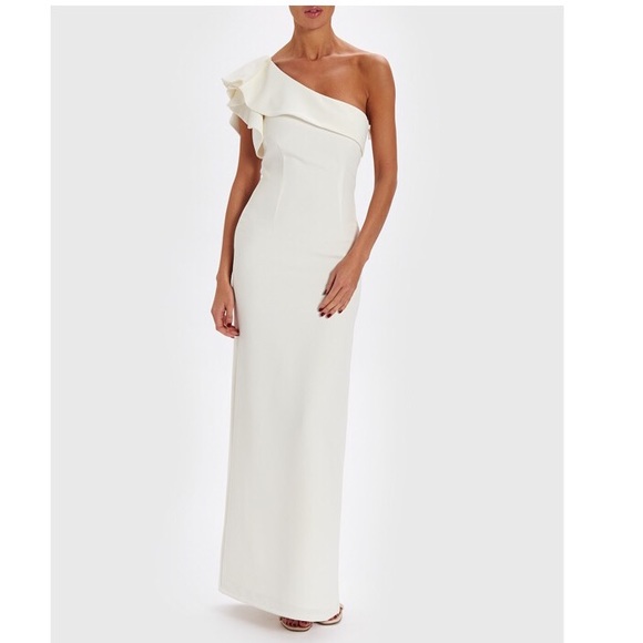 ivory one shoulder dress